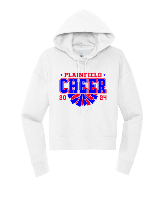 PLAINFIELD CHEER ON WHITE HOODIE CROP - YSD