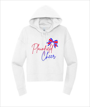 PLAINFIELD CHEER POM WHITE HOODIE CROP - YSD