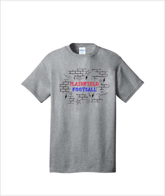 PLAINFIELD FOOTBALL BRICKS GRAY TSHRIT - YSD