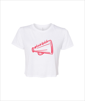 PLAINFIELD RED MEGAPHONE WHITE CROP TOP - YSD